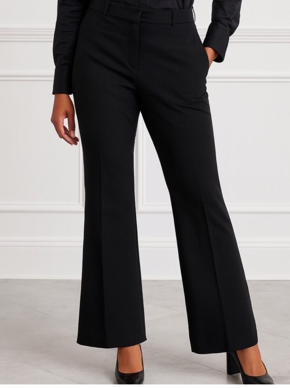 White House Black Market Black Dress Pant 4R Modern Boot Legacy Low Rise